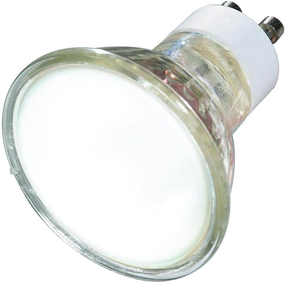 Satco S3515 20 Watt MR16 Halogen GU10 Base 120 Volt Clear FL 36 Beam Pattern No Harmful Ultraviolet Rays Light Bulb, With Lens , White