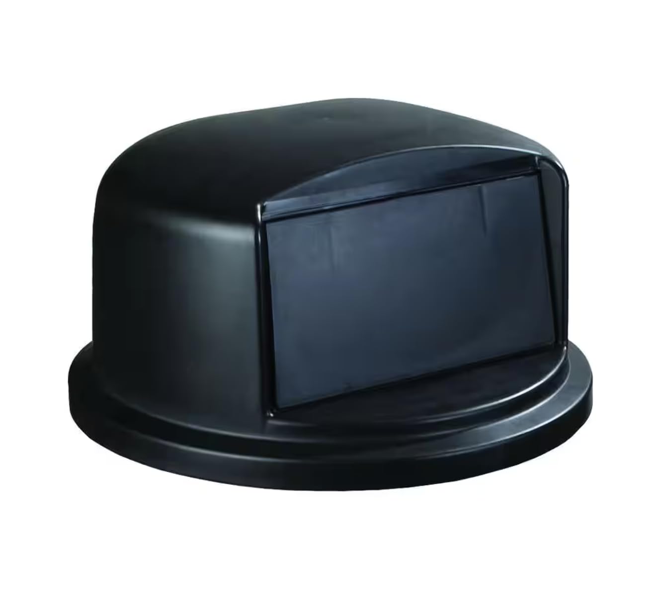 44 or 55 Gallon Black Round Trash Can with Flapped Dome Lid AX65978