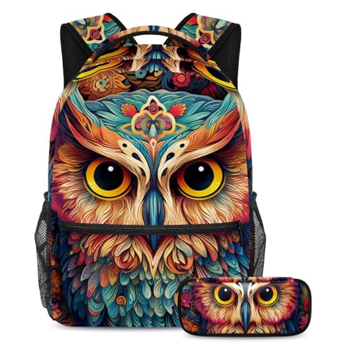 Sac à dos écolier hibou de couleurs mélangées pour la rentrée des classes
