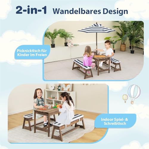 Ensemble table et bancs de jardin enfants SOARS en bois de sapin - 5
