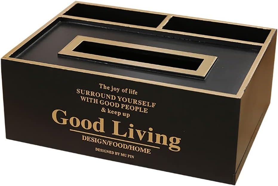 Wood Tissue Dispenser Box Cover For Kitchen Bathroom Office Desk Restaurant Table- Rectangle Tissue Holder Box- Home Decor Remote Control Caddy，Desk Storage Box Container