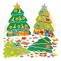 Baker Ross AX594 Christmas Tree Mix & Match Card Kits - Pack of 6, Personalise Your Own Festive Cards, Arts and Crafts for Kids