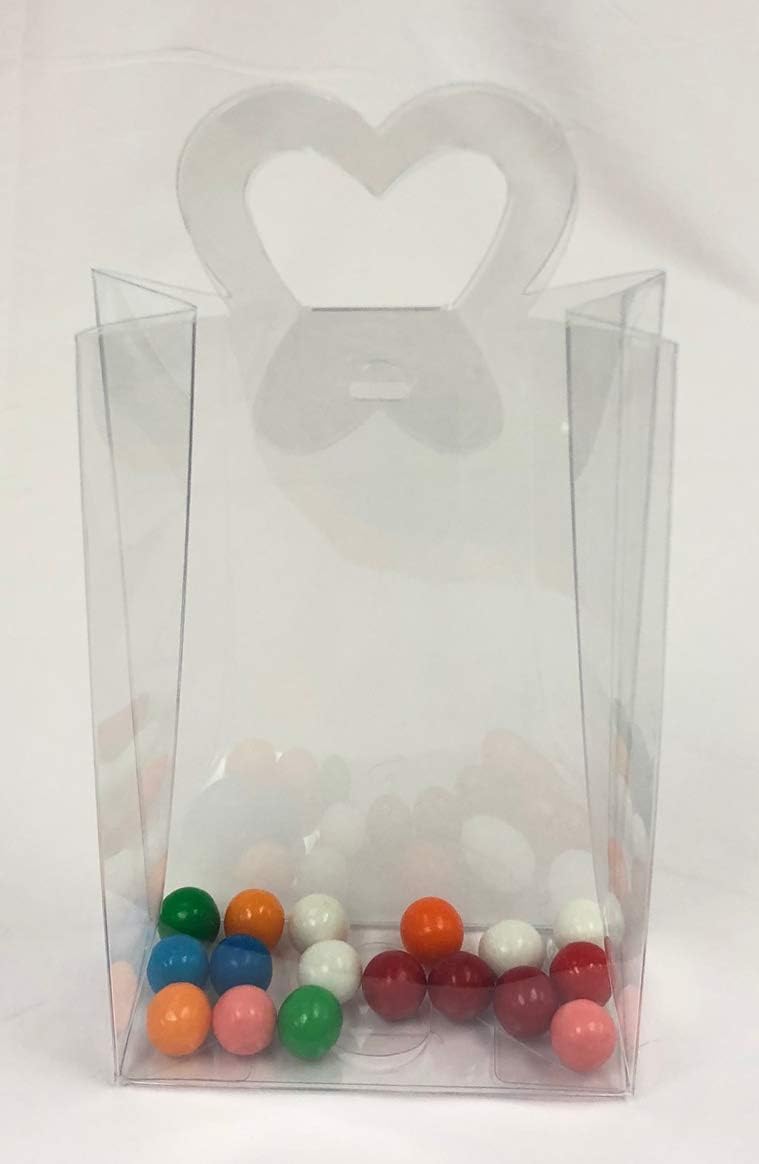 Durapak Supplies 50 PCS 5-1/8 x 3-1/2 x 3-3/4" Clear APET Food Safe Handbag/Gable Shaped Box with Arc Handle
