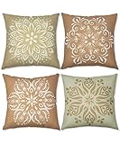 Fundas de almohada con patrón de mandala, el patrón está impreso en un solo lado.