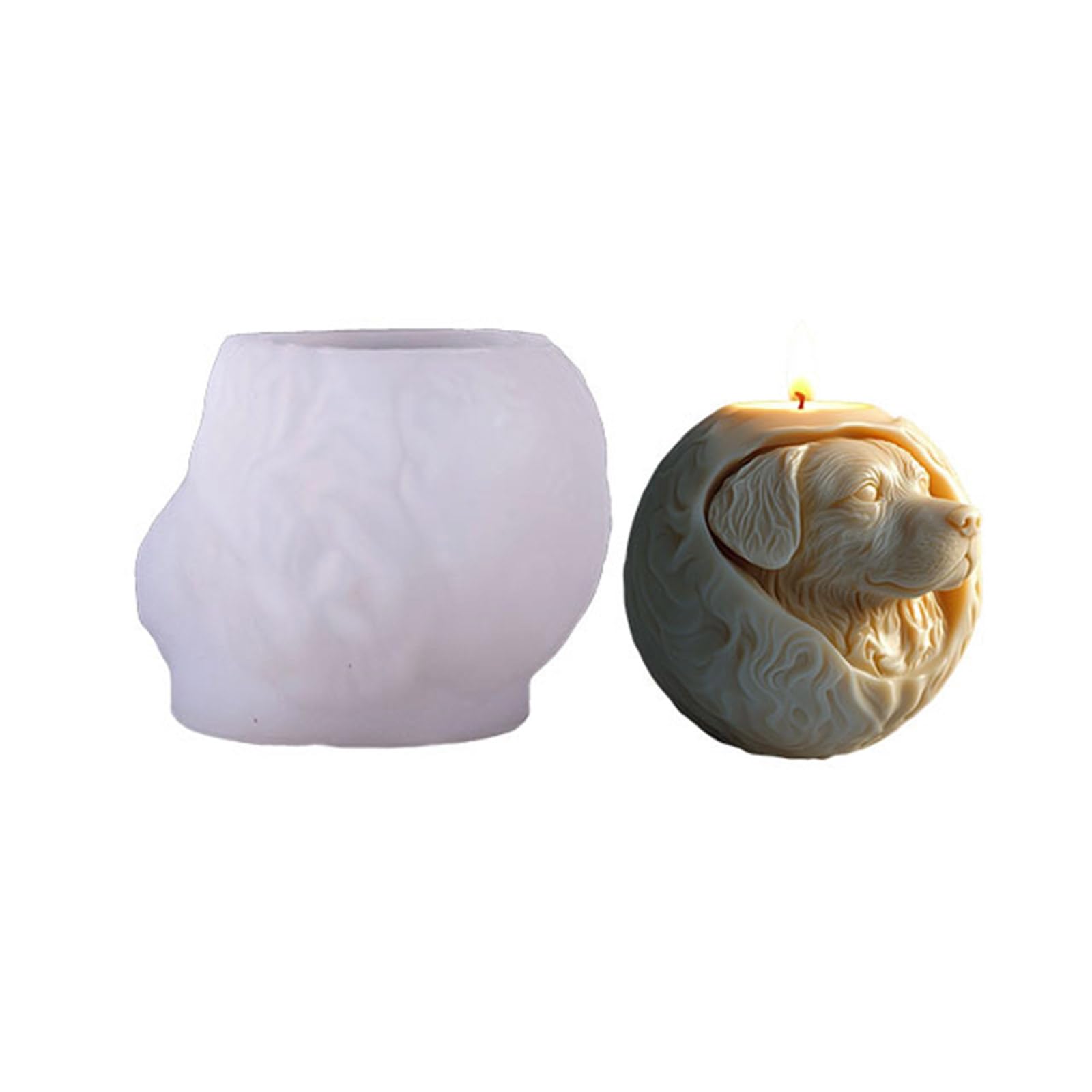 Ajtutus Dog In The Ball Puppy Shape Silicone Mold Food Grade Silicone Pet Dog Statue For Epoxy Resin Soap Chocolate Baking Pet Puppy Dog Figurine Mold