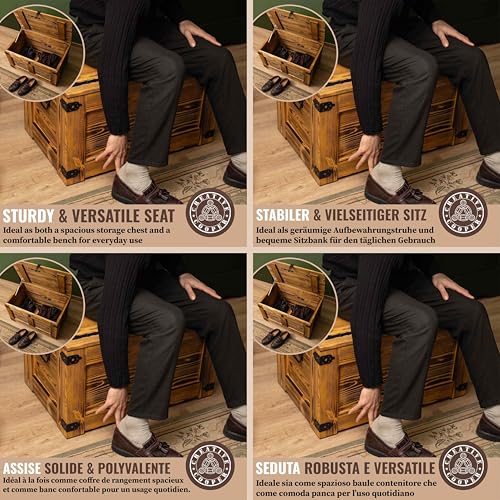 Caja de madera multifuncional CREATIVE COOPER arcón rústico de roble macizo 77x49x45 cm 7