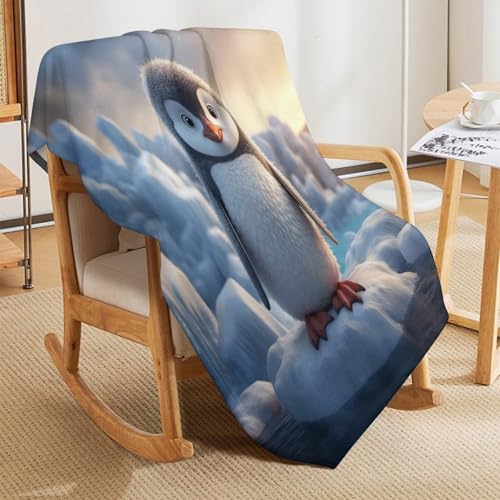 Couverture pingouin plaid lit canapé peluche douce légère jeté de sofa 100x130cm