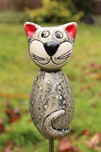 Manufaktur Lichtbogen Katze aus Keramik - hellgrau – ca. 17 cm hoch...
