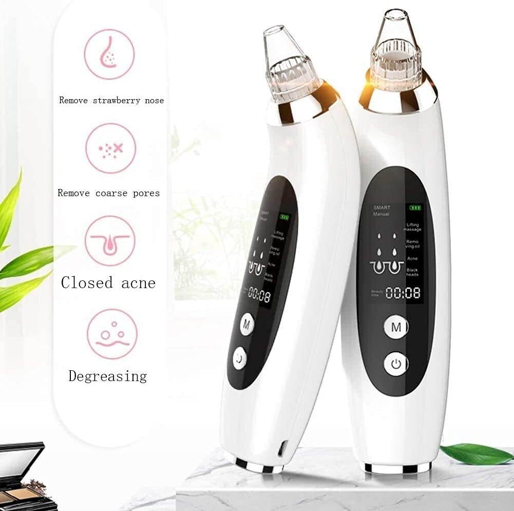 Limpiador de poros de vacío, poro Facial Acne Comedone Whitehead Extractor con 4 sondas, eléctricas USB Succión de Cabeza Negra Recargable
