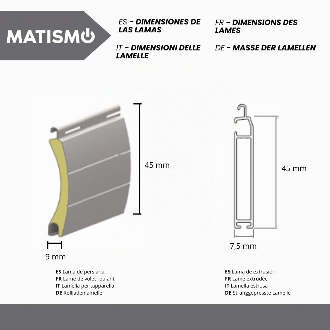 Persiana Enrollable de Aluminio Curva a Medida - Dispone de Aislante térmico, Ultraligera y Resistente a Intemperie (Ancho de 150 cm a 190 cm Alto de 150 cm a 249 cm)