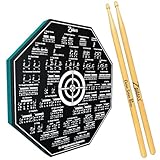 Kit Pad Estudo Bateria Praticável 8 Polegadas Ou 20cm Rudimentos Essenciais + Par de Baquetas Classic Series Zaidan's By Spanking (5A)