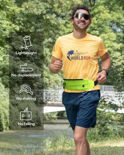 Image of WATERFLY Running Belt Fanny Pack: Runner Marathon Jogging Waist Pack Sport Workout Exercise Fitness Phone Holder Belt for Men Women Jogger Slim Waistband Black