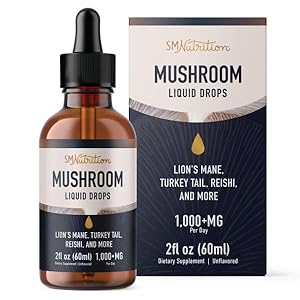 Mushrooms Liquid Drops Complex | Lions Mane Supplement with Turkey Tail Mushroom, Reishi, Shiitake & More | Support Cognitive Function, Memory & Focus | Non-GMO, Soy-Free | 2 Fl Oz, 60 Servings