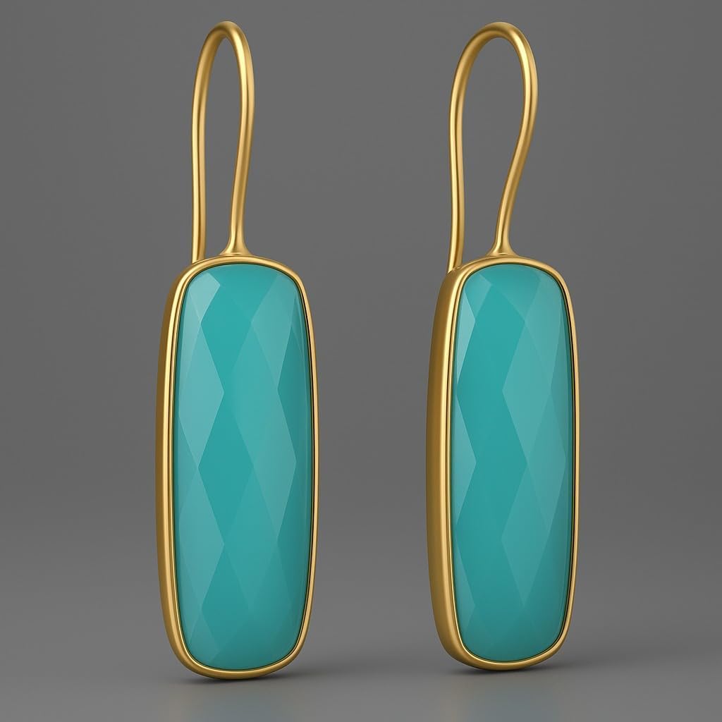 10X30 MM Gemstone French Dangle Earring 18k Yellow Gold Plated Gemstone Dangle Earrings For Women | Birthstone Earring For Women