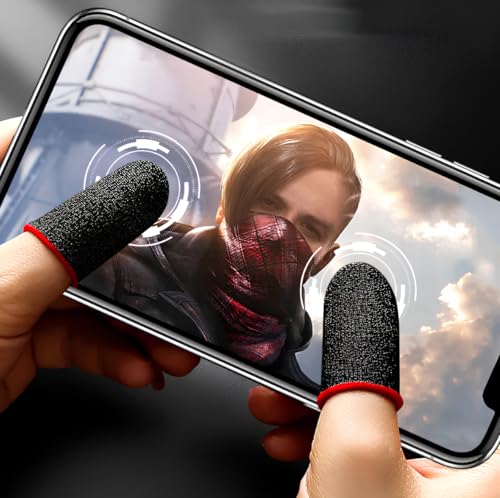 Image of skysia Gaming Finger Sleeves for Mobile Anti-Slip Sweat-Proof Touch Screen Thumb Sleeves with Pouch for PUBG and Other Mobile Games - Multi Colour (10 Pcs with 1Pouch)