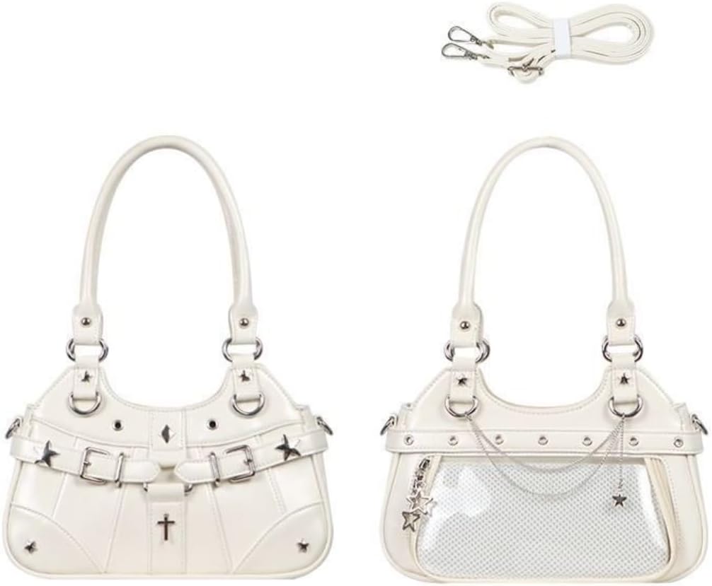 Anime Ita Bag PU Leather Shoulder Bag with Display Window, Studded Handbag with Adjustable Strap