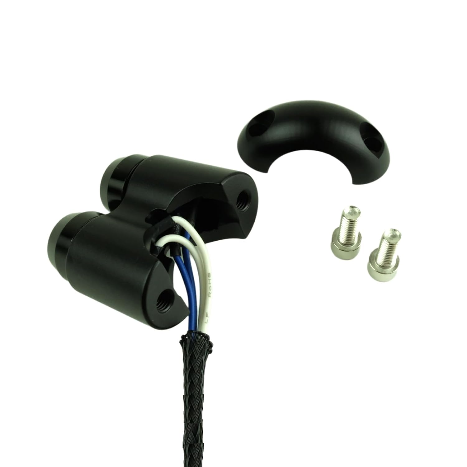 2 Buttons Aluminum Motorcycle Handlebar Switch Turn Signal Horn Headlight Starter Power Control for 7/8 inch bar Bobber Cafe Racer Chopper (Black, Fit 7/8 inch Handlebar)