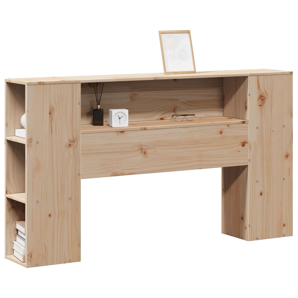 Tête de lit avec espace de rangement - 135 cm - En pin massif - Rembourrage mural - Tête de lit pour chambre à coucher, hôtel, chambre d'amis, auberge