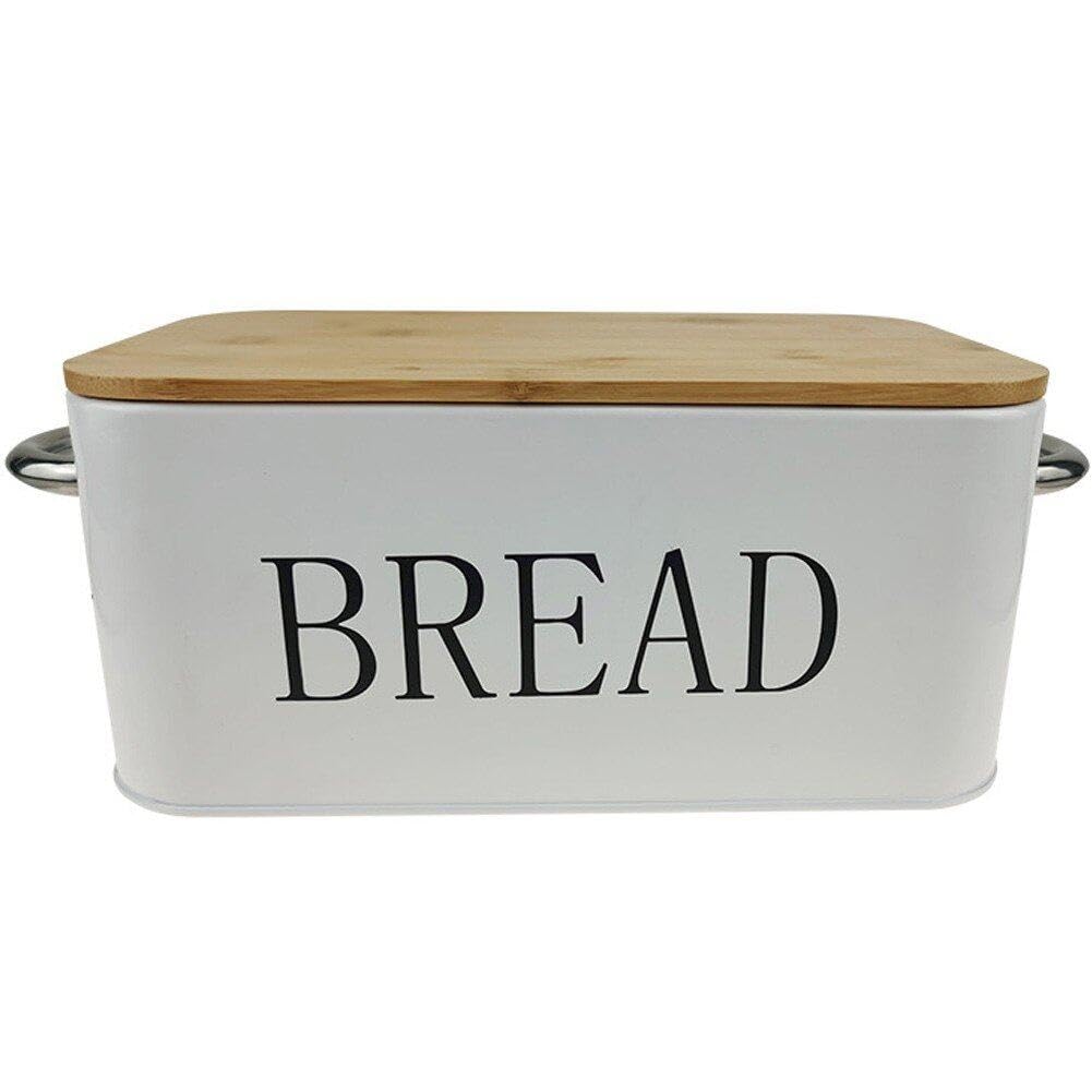 Sanfly White Retro Bread Storage Container Airtight Bread Bins Metal Bread Box Bin Bread Storage Container With Lid For Kitchen Home