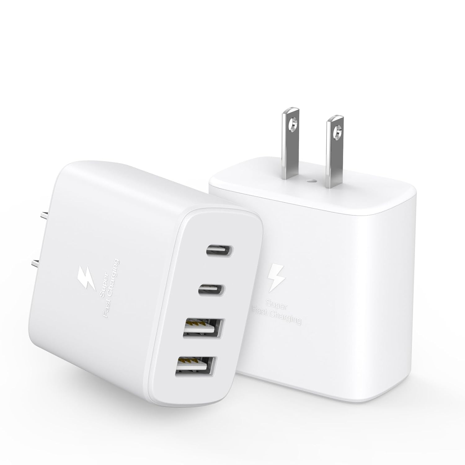 USB C Charger Block,40W 2Pack 4Port PD USB C Charger Block Power Adapter+QC Wall Charging Plug Fast Charging Blocks Multiport Brick for iPhone 17 Pro Max/17/16/15/14,Samsung S25/S24/S23/S22 Ultra/S21
