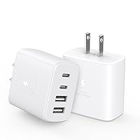 Vista 1 de Bloque de cargador USB C, 40 W, paquete de 2 unidades de 4 puertos PD USB C, adaptador de corriente+enchufe de carga de pared QC, bloques de carga