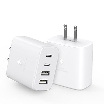 USB C Wall Fast Charger Block,40W Type C Fast iPhone Charging Blocks 4 Ports PD Power Adapter+QC Plug Wall Plug Box Multiple USBC Charging Cube Brick Compatible with iPhone 17/16/15/14,Samsung S26/25