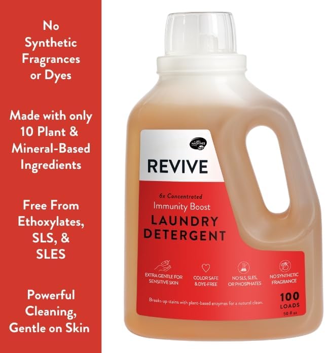 Immunity Boost Liquid Laundry Detergent 50oz by Revive Essential Oils - Ultra Concentrated, Synthetic Fragrance Free, Stain Fighting, Essential Oils - Image 3