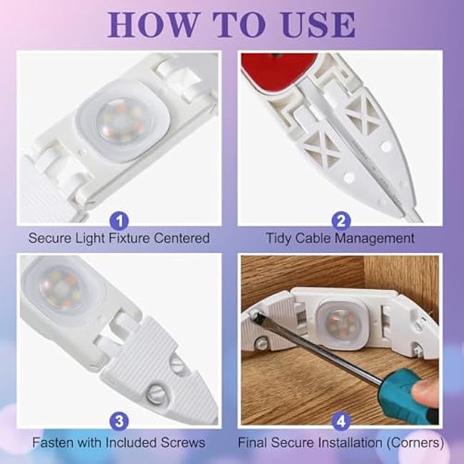 6 Pack Gable Light Clips Compatible with Govee H706 with Screws Compatible with Govee Pro Permanent Outdoor Lights with a Variety of Roof Pitches Cable Management (White)