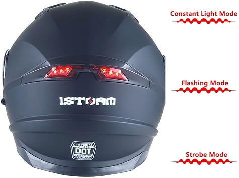1Storm New Motorcycle Bike Modular Full Face Helmet Dual Visor with Rechargeable LED Tail Light: Modular901 Carbon Fiber Black