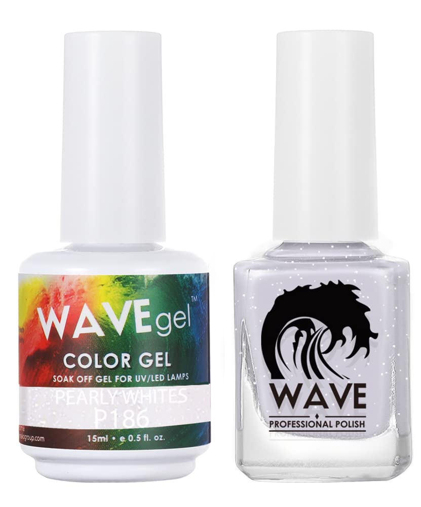 WAVEGEL Soak-Off Gel & Nail Lacquer Matching Duo Set - Simplicity Collection - #P186 Pearly Whites I 0.5 Oz