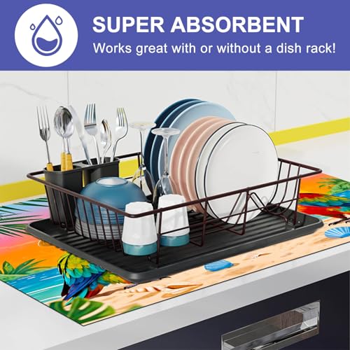 Image of HOMETITUTE Summer Stove Top Cover 28x20 Tropical Parrot Beach Heat Resistant