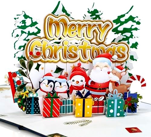 CUTPOPUP Christmas Cards, 3D Xmas Pop Up Cards, Christmas cards for Family Members, Friends, Lover, Her, Wife, Him, Husband, Mom, Mum, Brother (Xmas Car under Tree) US8-CN255UK1520