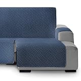 Vipalia Funda Cubre Sofa Chaise Longue Circulos. Funda de Sofa Chaise Longue Acolchado Brazo Derecho. Protector Antimanchas Ajustable. Color Azul. Chaise Longue Extra Derecha 290 cm (Visto de Frente)
