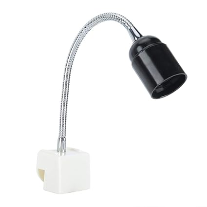 UBERSWEET Durable Long Bent Lamp Holder, Sun Lamp Holder, Stainless Steel Compact for E27 Lamp Head Home Office Lamp Holder