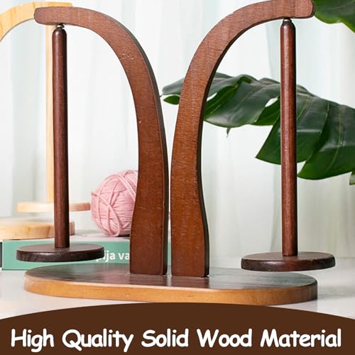 Image of Yarn Holder for Knitting and Crocheting,Wooden Magnetic with Two Yarn Balls Wooden Yarn Spinner for Crochet Magnetic Yarn Holder with 2 Spindles for Knitting Lovers, Crochet Accessories