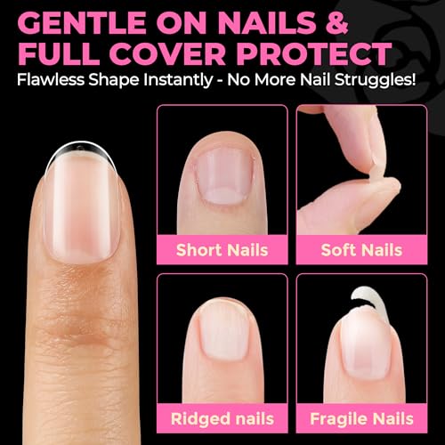 Image of UNA GELLA Oval Nail Tips Exra Short 504PCS Pre-shape Gel Oval Almond Nail Tips for Women DIY Salon Round Almond Press On Nails Full Cover Clear Fake Acrylic Tips 12 Sizes