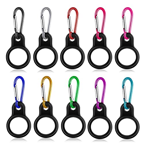 FETLLESN Silicone Stainless Steel Water Bottle Carrier/Holder with Carabiner -with 10 Pieces Keychain Clip Water Bottle Accessories Hook for Outdoor Activities or Daily Use (10)