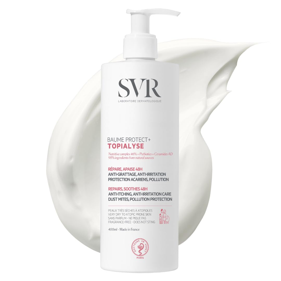 SVR TOPIALYSE Baume Protect+ Intensive Face & Body Moisturising Balm for Very Dry, Sensitive, Eczema-Prone Skin. 48hr Anti-Itch Relief & Skin Barrier Support, All Ages