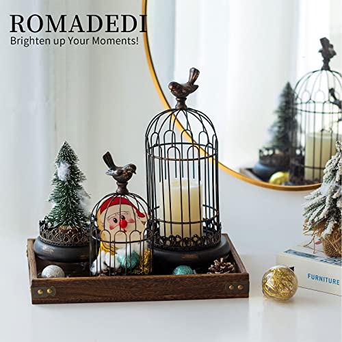 Romadedi Bird Cage Decor Lanterns Decorative, Set Of 2 Birdcage Candle Holders For Pillar Candles, Vintage Shabby Chic Home Decorations For Table Centerpiece, Party, Wedding, Festive, Black #TOP2