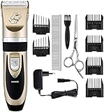 OMORC Cortapelos Perros, Set Máquina Cortar Pelo Profesional Inalámbrico y Recargable, Silencioso para Mascotas Pequeñas Medianas y Grande
