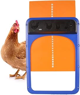 Automatic Chicken Coop Door Opener,Auto Chicken House Door with Light Sensor,Battery Powered Chicken Door for Small Poultry,Waterproof Electric Chicken Gate Opener for Safe Chicken Rearing (Orange)