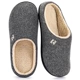 RockDove Herren Hausschuhe mit Sherpa-Futter und Memory-Schaum, 44/45 EU, Grau