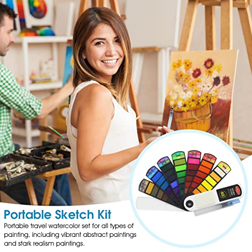 Image of Supvox 42 Colors Foldable Solid Watercolor Paint Set with Water Brush Pen