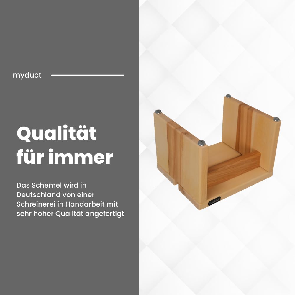 Tritthocker modern aus Buchenholz, Nachhaltige und stabile Fußbank, geölt, Moderne Form, LxBxH: 33x28x24cm, bis 150kg belastbar - Handgefertigt in Deutschland