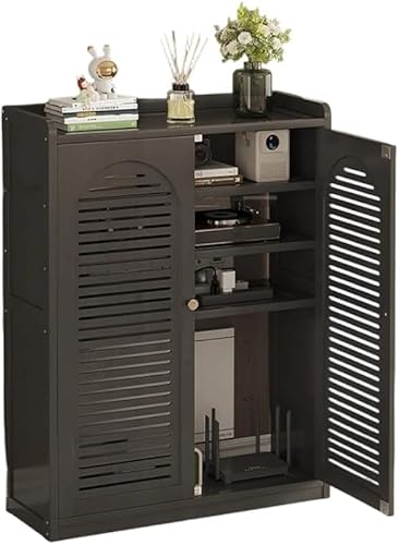 Scifimp 木製ルーター収納ボックス 扉付き スリムコンパクト設計 通気性優れ放熱可能 多層構造 パンチフリー設置 オフィス・リビング・玄関用 スマホスタンド機能付き