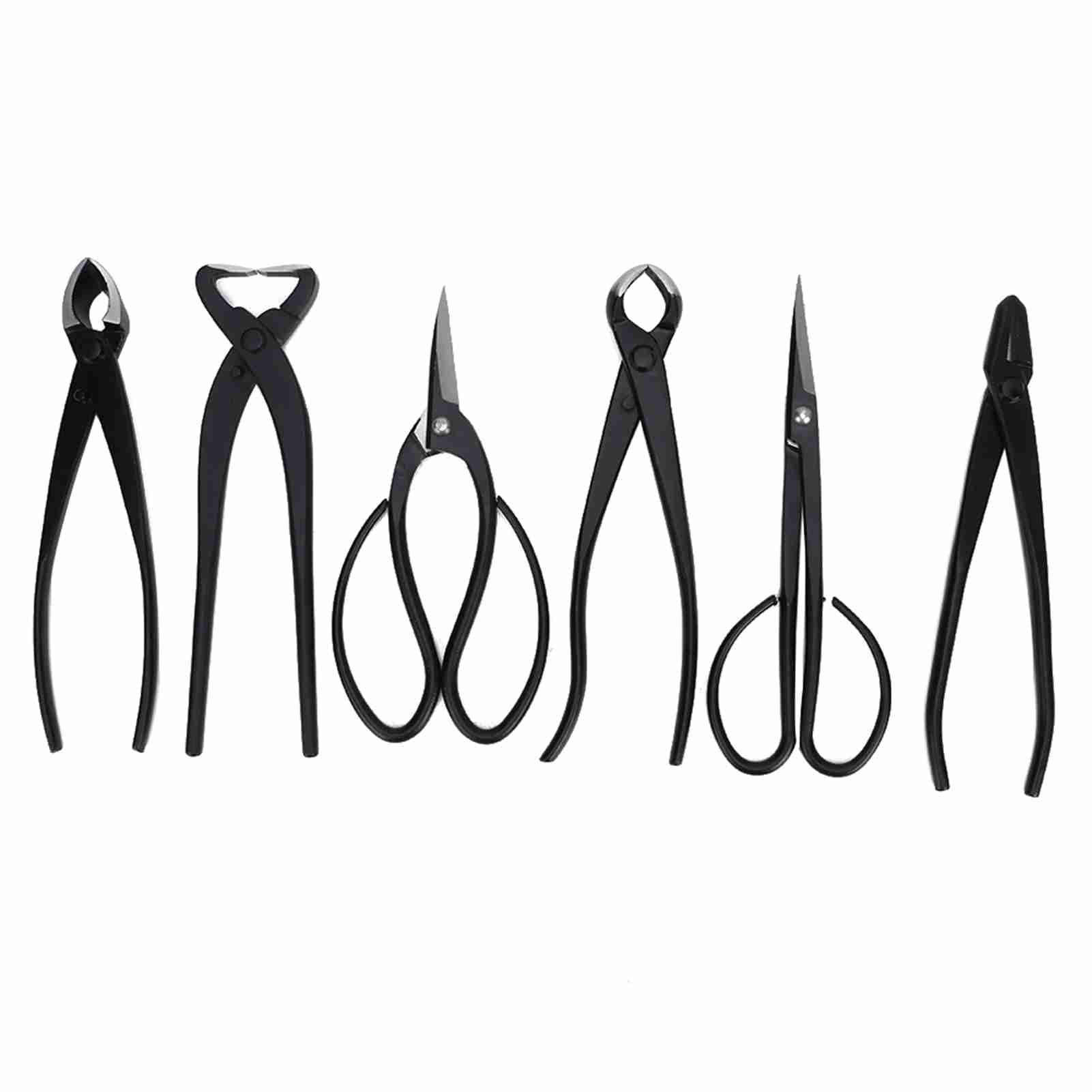 Juego de herramientas profesionales para bonsái, 6 piezas de acero con alto contenido de carbono, kit de tijeras para podar árboles bonsái y jardinería con bolsa de almacen