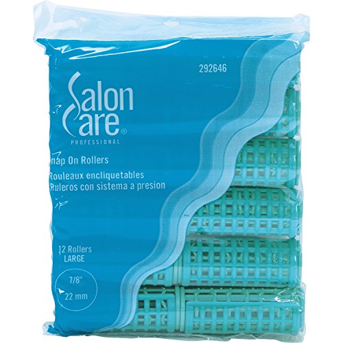 Salon Care Large 7/8 Inch Green Snap-On Rollers 12 Count