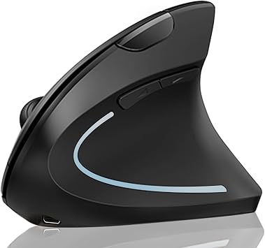 Lekvey Ergonomic Mouse, Vertical Wireless Mouse Rechargeable Optical Carpal Tunnel Mice with 2.4G USB Receiver, 1000/1200/1600 DPI, 6 Buttons, for Laptop, Computer, Mac, PC, Desktop, Notebook, Black