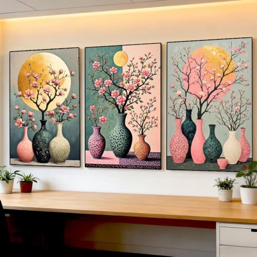 Tableau de magnolia rose rétro pour instaurer une ambiance zen et chaleureuse dans votre séjour