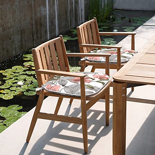 Twlear Indoor/Outdoor Chair Cushions 16X17 Inch, Patio Chair Pads With Ties, All Weather Seat Cushions For Patio Funiture Home Garden Chair Use, Set Of 4, Clemens Noir Pink #TOP5